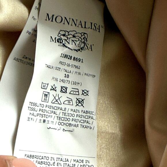 Monnalisa Dress Girls Sz 10Y Polka Dot Pleated Trapeze Style - Picture 8 of 12